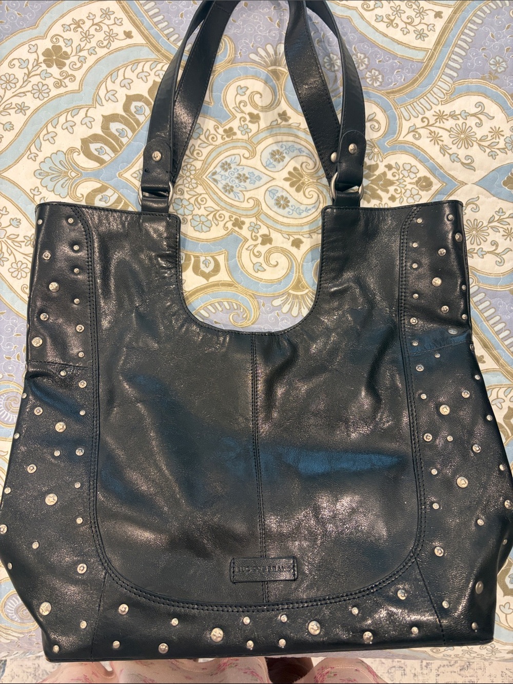 Lucky Brand Black Studded Shoulder Tote